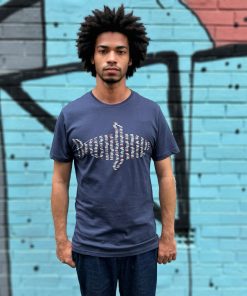 Big Fish Little Fish Dusky Blue Mens Tee