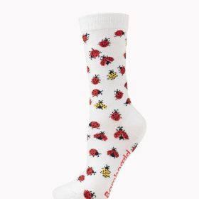  Womens Ladybug Bamboo Sock White