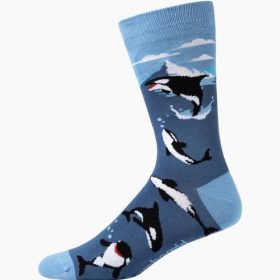  Mens Orca Whale Bamboo Socks - Blue
