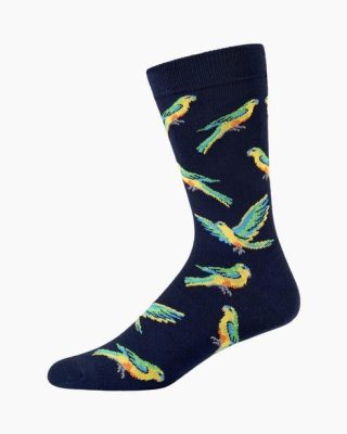  Mens Orange Bellied Parrot Bamboo Sock Navy