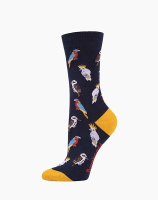  Womens Aussie Birds Bamboo Sock Navy
