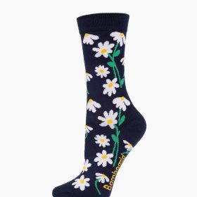  Womens Daisies Bamboo Sock (Navy)