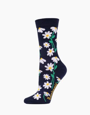  Womens Daisies Bamboo Sock (Navy)