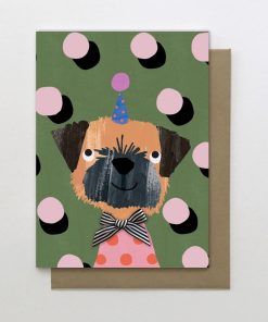 Stop the Clock: Greeting Card Dotty Happy Birthday Dog Blue Hat