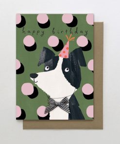 Stop the Clock: Greeting Card Dotty Happy Birthday Dog Pink Hat