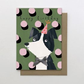  Greeting Card Dotty Happy Birthday Dog Pink Hat