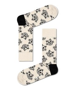 Happy Socks: Cat White Black