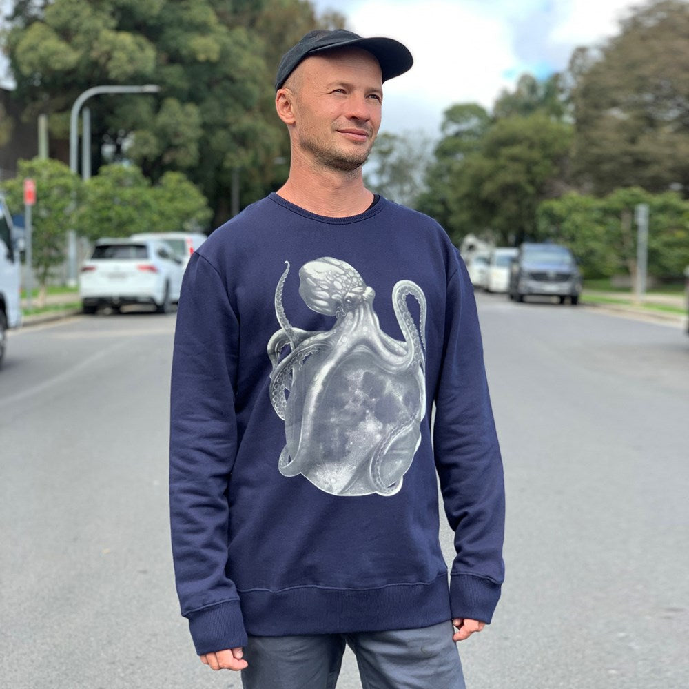 Lunar Octopus Navy Mens Jumper - Image 3