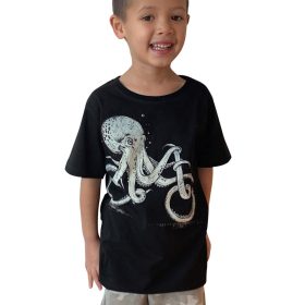 Octopus Bike Charcoal Kids Tee