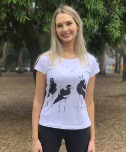 Singing Magpies White Womens Tee
