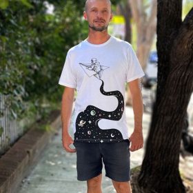 Cosmic Journey White Mens Tee