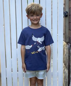 Seagulls Squabble Dusky Blue Kids Tee