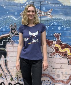 Seagull Squabble Dusky Blue Womens Tee