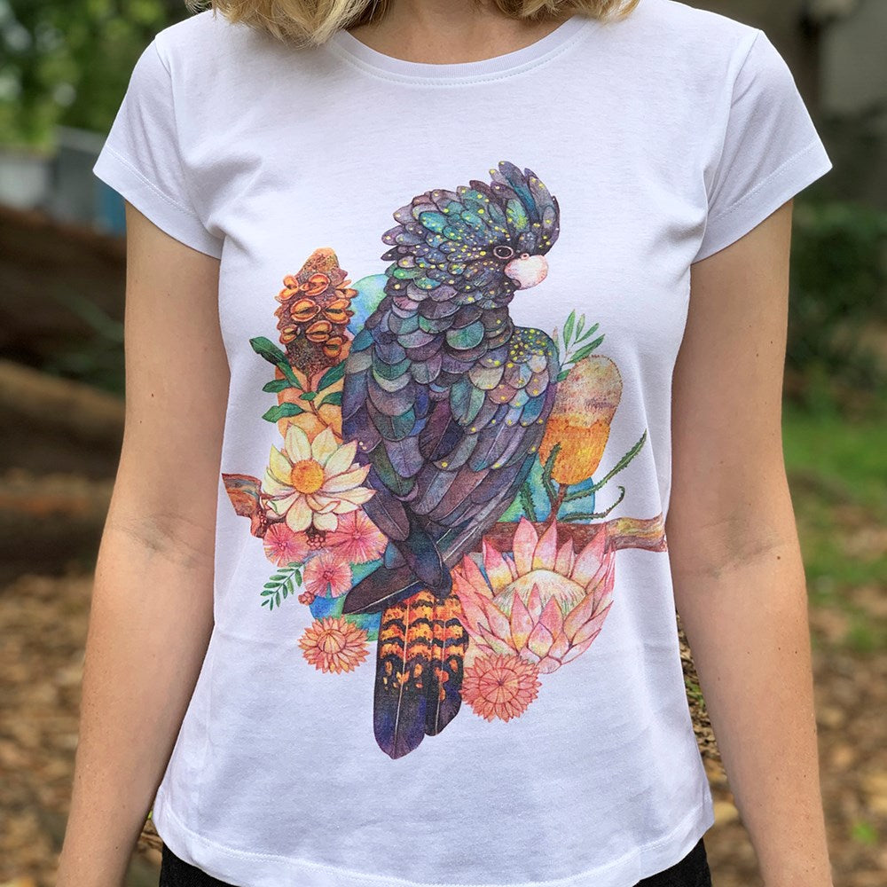 Black Cockatoo White Womens Tee - Image 2