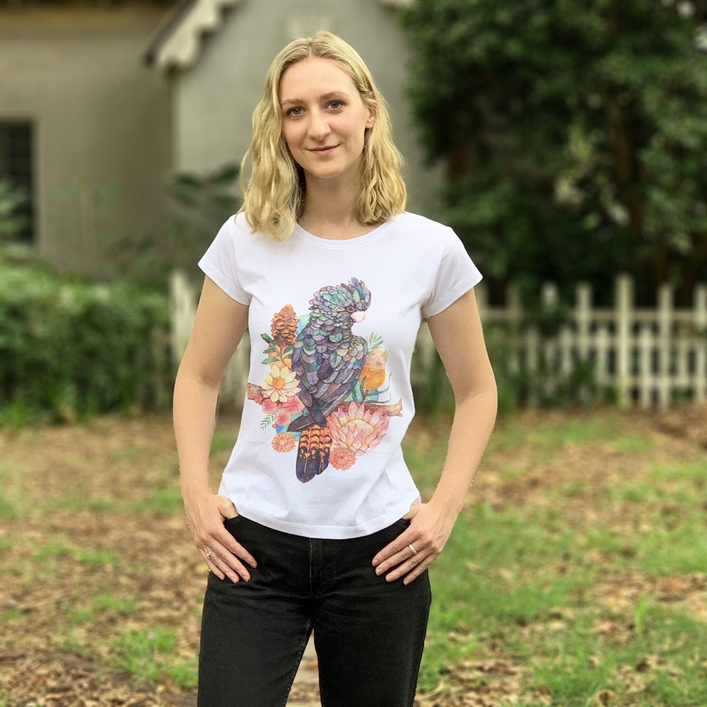 Black Cockatoo White Womens Tee - Image 3