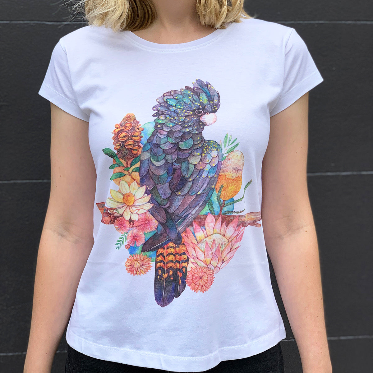 Black Cockatoo White Womens Tee - Image 4