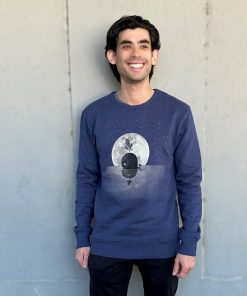 Whale Moon Dusky Blue Mens Jumper