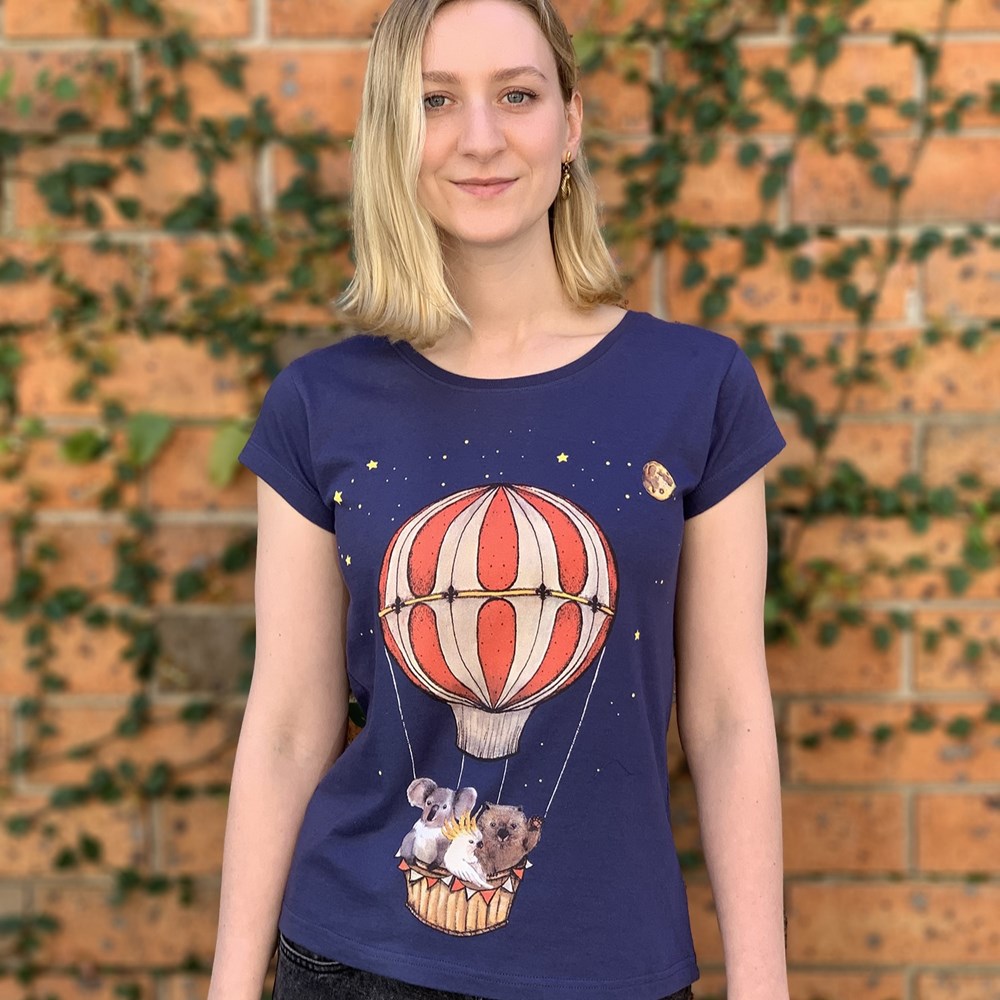 Ballooning Wombat Dusky Blue Womens Tee - Image 2