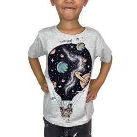 Interstellar Journey Grey Marle Kids Tee