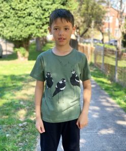 Singing Magpies Kashmir Green Kids Tee