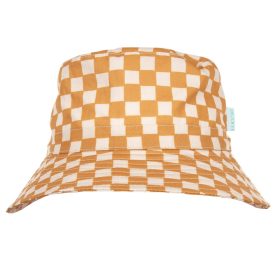  Checkmate Wide Brim Bucket Hat Caramel and Cream