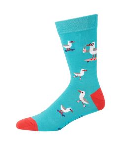 Bamboozld: Mens Seaside Seagull Teal Bamboo Sock