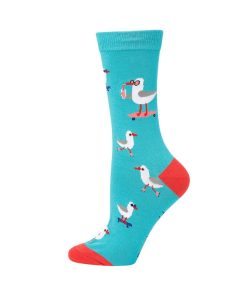 Bamboozld: Womens Seaside Seagull Teal Bamboo Sock