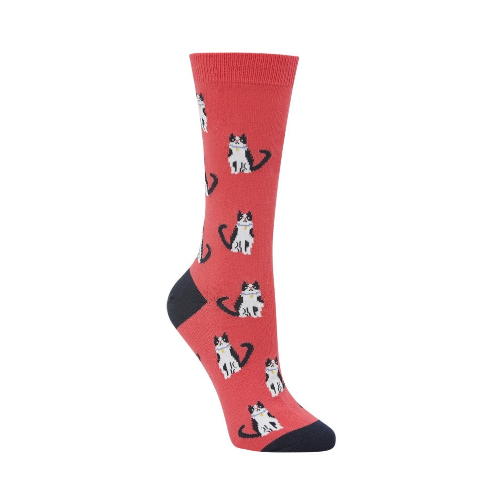 Bamboozld: Womens Cat Lady Rose Bamboo Sock - Image 2