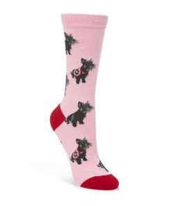 Bamboozld: Womens Scotty Dog Pink And Grey Marle Bamboo Sock