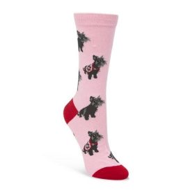  Womens Scotty Dog Pink And Grey Marle Bamboo Sock