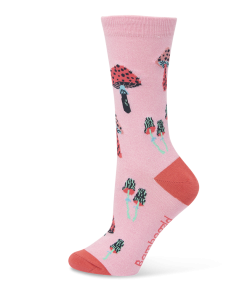 Bamboozld: Womens Enchanted Mushrooms Pink Marle Bamboo Sock