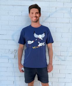 Seagull Squabble Dusky Blue Mens Tee