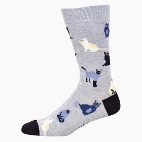  Mens Cats Grey Bamboo Sock