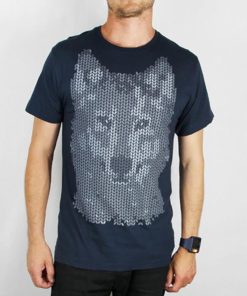 Wolf Mosaic Navy Mens Tee