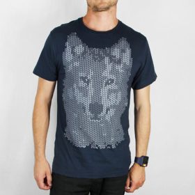 Wolf Mosaic Navy Mens Tee