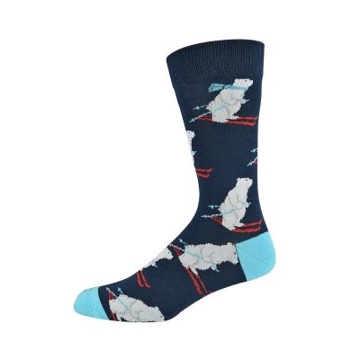  Mens Polar Bear Skier Bamboo Sock