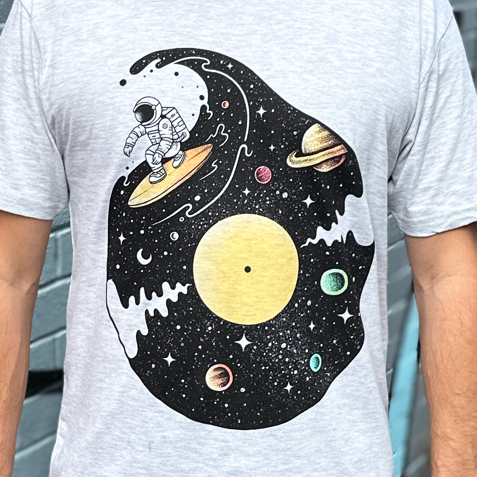 Sound Wave Grey Marle Mens Tee - Image 2